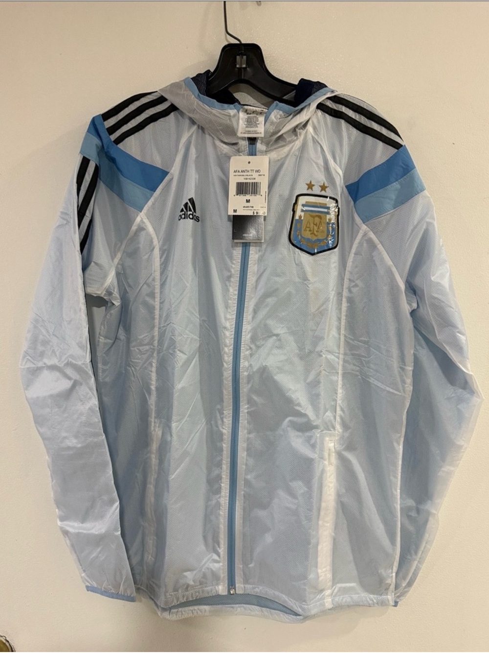 adidas Light Blue & White Argentina Soccer Hooded Jacket